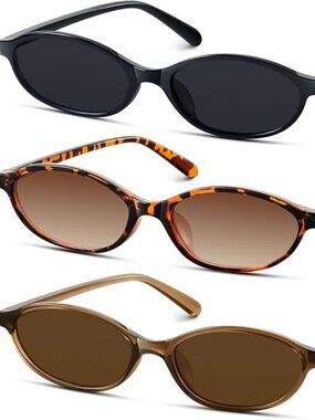 Retro Oval Sunglasses for Women 90s Design Small Cat Eye Sun Glasses UV Protecti